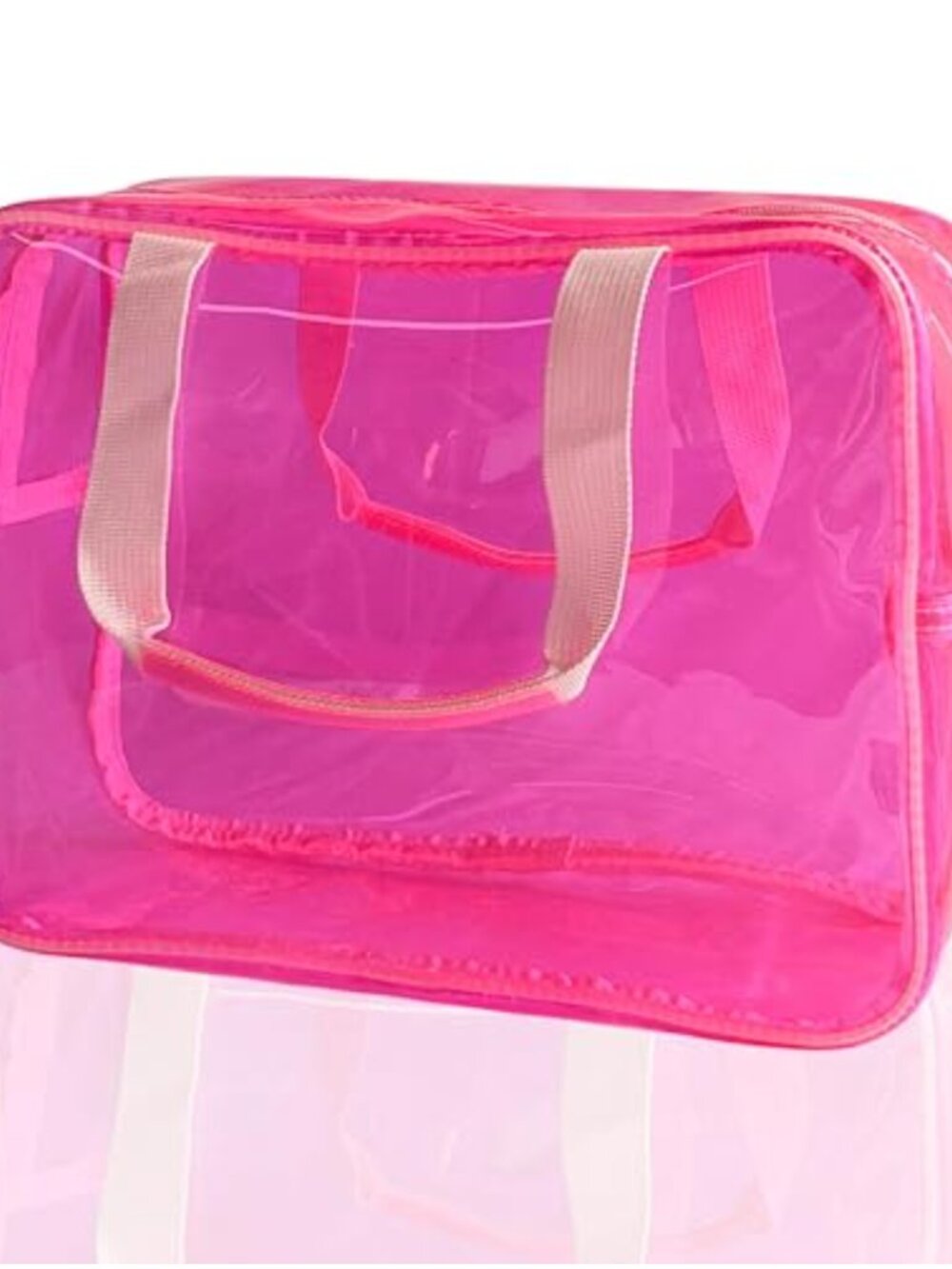 Clear PVC Cosmetic Pouch Large Zipper Makeup Bag with Handle Travel Toiletry